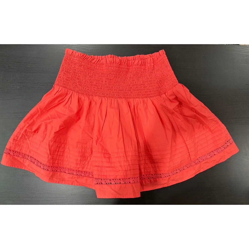 American Eagle coral red orange skirt size large NWOT smocked